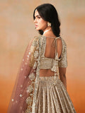 Mesmerizing Brown Georgette Sequins Lehenga Choli With Dupatta - Zeel Clothing