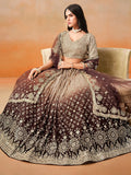 Mesmerizing Brown Georgette Sequins Lehenga Choli With Dupatta - Zeel Clothing