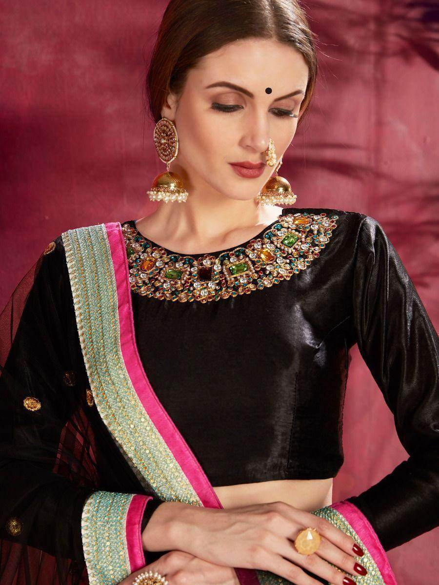 Multi-Color Floral Print Banglori Silk Wedding Wear Lehenga Choli - Zeel Clothing