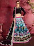 Multi-Color Floral Print Banglori Silk Wedding Wear Lehenga Choli - Zeel Clothing