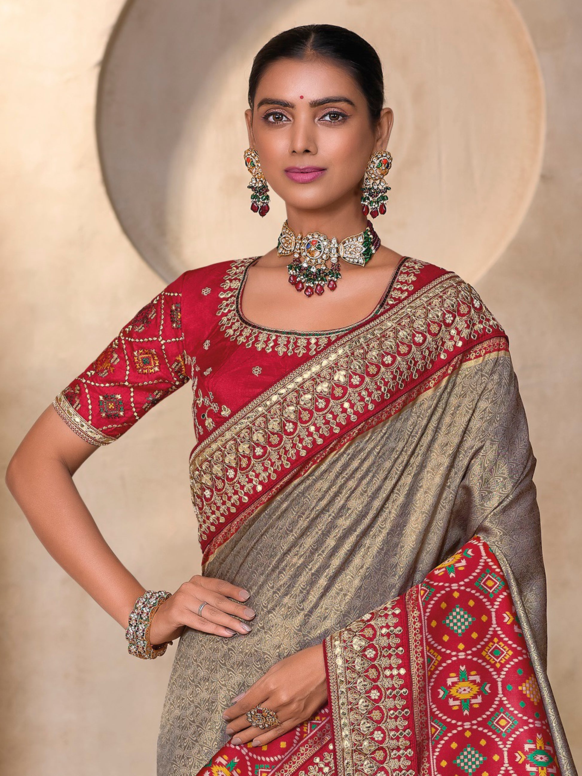 Beautiful Grey Weaving Kanjivaram Silk Event Wear Saree With Blouse