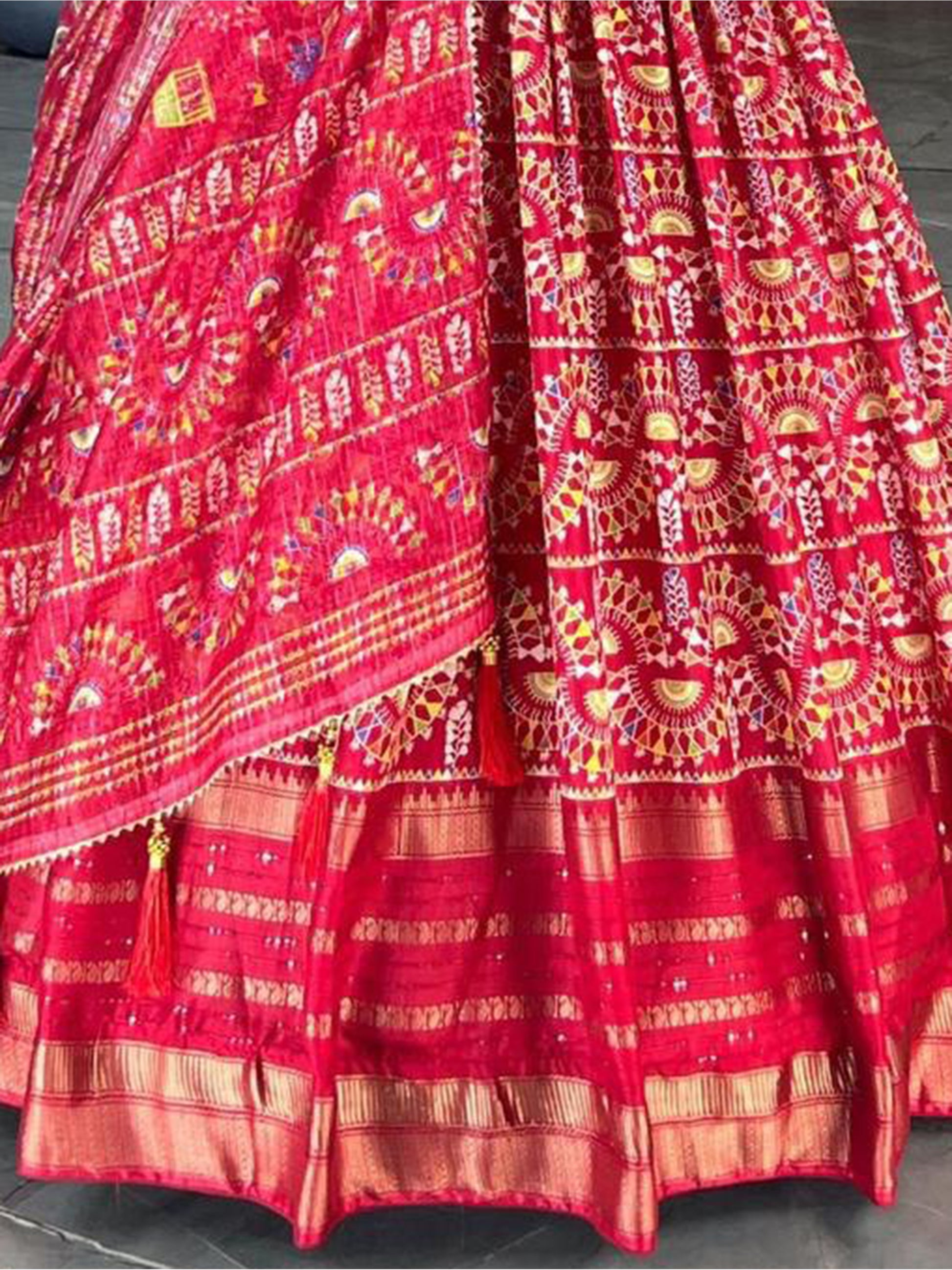 Charming Red Zari Weaving Cotton Silk Traditional Gown With Dupatta