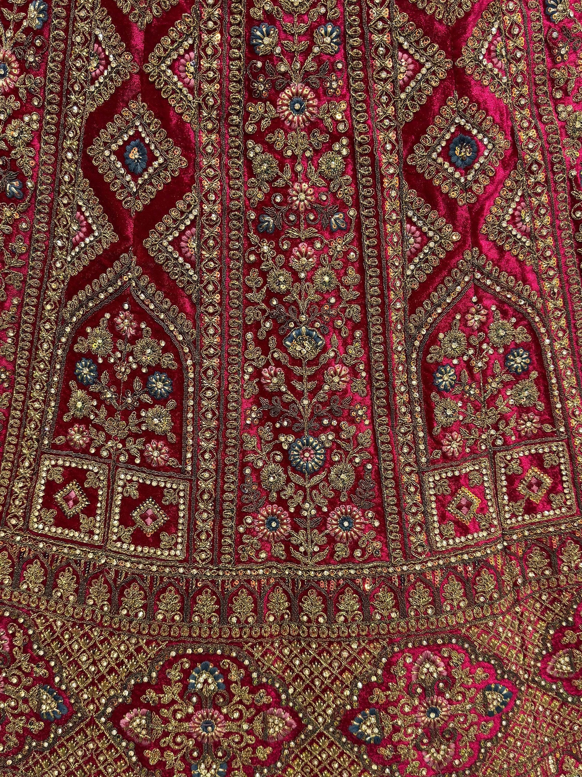 Sweet Pink Dori Work Velvet Bridal Lehenga Choli With Double Dupatta - Zeel Clothing