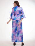 Wonderful Multi-Color Shibori Printed Satin Party Wear Co-Ord Set - Zeel Clothing