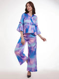 Wonderful Multi-Color Shibori Printed Satin Party Wear Co-Ord Set - Zeel Clothing