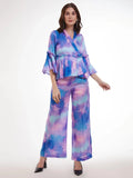 Wonderful Multi-Color Shibori Printed Satin Party Wear Co-Ord Set - Zeel Clothing