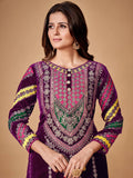 Wonderful Purple Dori Embroidered Velvet Festive Wear Pant Suit With Dupatta - Zeel Clothing