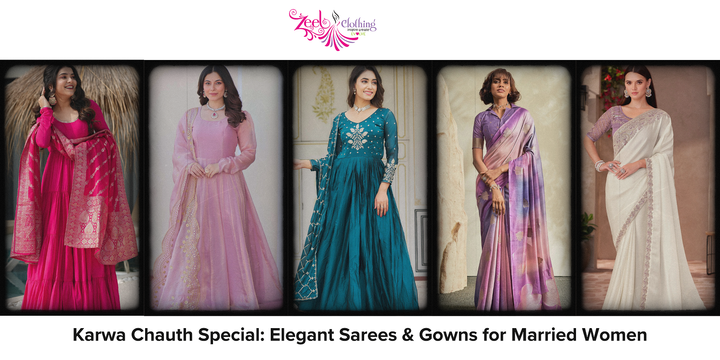 Karwa Chauth Special Elegant Sarees & Gowns for Married Women