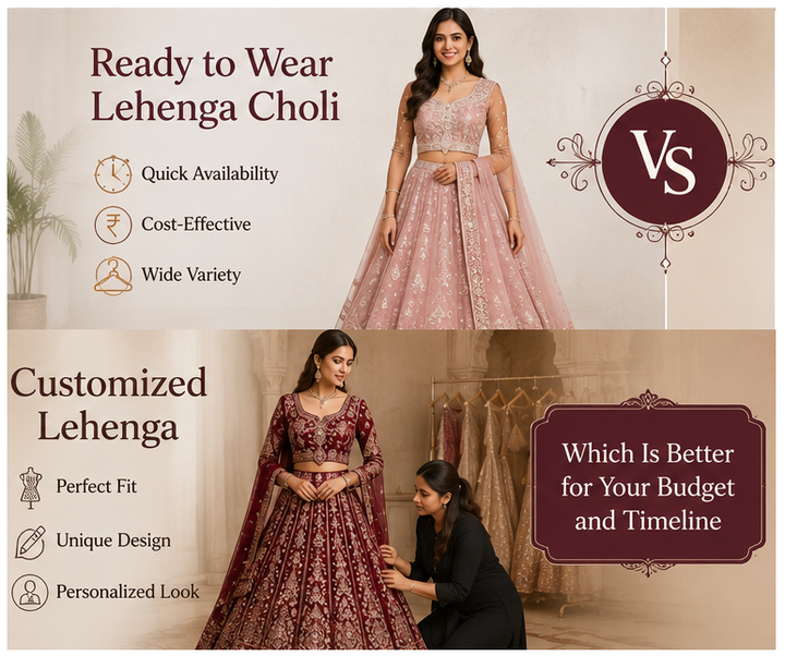 Ready to Wear Lehenga Choli vs Customized Lehenga: Which Is Better for Your Budget and Timeline