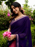 Classic Pink Zari Woven Silk Festive Wear Half Saree Lehenga
