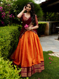 Elegant Orange Zari Woven Silk Festive Special Half Saree Lehenga