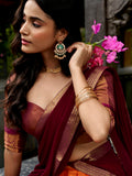 Elegant Orange Zari Woven Silk Festive Special Half Saree Lehenga
