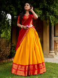 Adorable Yellow Zari Woven Silk Event Wear Half Saree Lehenga