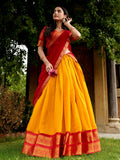 Adorable Yellow Zari Woven Silk Event Wear Half Saree Lehenga