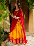 Adorable Yellow Zari Woven Silk Event Wear Half Saree Lehenga