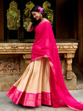 Charming Off-White Zari Woven Silk Festive Wear Half Saree Lehenga