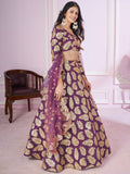 Attractive Purple Sequins Georgette Wedding Lehenga Choli