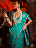 Gorgeous Teal Green Weaving Silk Festival Wear Saree With Blouse