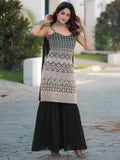 Marvelous Black Thread Embroidered Georgette Sharara Suit With Dupatta