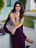Precious Purple Sequins Work Georgette Festive Wear Sharara Suit
