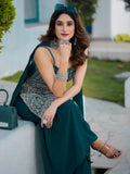 Spectacular Teal Blue Sequins Georgette Festive Wear Sharara Suit With Dupatta