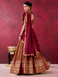 Marvelous Brown Zari Weaving Cotton Festival Wear Half Saree Lehenga