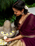Classic Golden Zari Woven Cotton Festive Wear Half Saree Lehenga