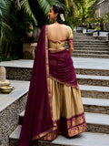 Classic Golden Zari Woven Cotton Festive Wear Half Saree Lehenga