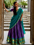 Charming Purple Zari Woven Cotton Festive Wear Half Saree Lehenga