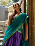 Charming Purple Zari Woven Cotton Festive Wear Half Saree Lehenga