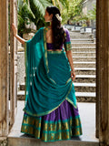 Charming Purple Zari Woven Cotton Festive Wear Half Saree Lehenga