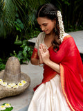 Alluring White Zari Weaving Cotton Festival Wear Lehenga Choli