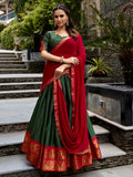 Gorgeous Green Zari Weaving Cotton Festival Wear Lehenga Choli