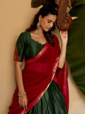 Gorgeous Green Zari Weaving Cotton Festival Wear Lehenga Choli