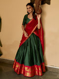 Gorgeous Green Zari Weaving Cotton Festival Wear Lehenga Choli