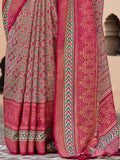 Gorgeous Wine Digital Printed Silk Event Wear Saree With Blouse
