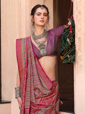 Gorgeous Wine Digital Printed Silk Event Wear Saree With Blouse