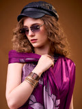 Glorious Purple Floral Printed Satin Party Wear Saree With Blouse
