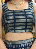 Outstanding Teal Blue Embroidered Georgette Wedding Lehenga Choli