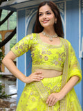 Fantastical Neon Embroidery Silk Lehenga Choli With Dupatta