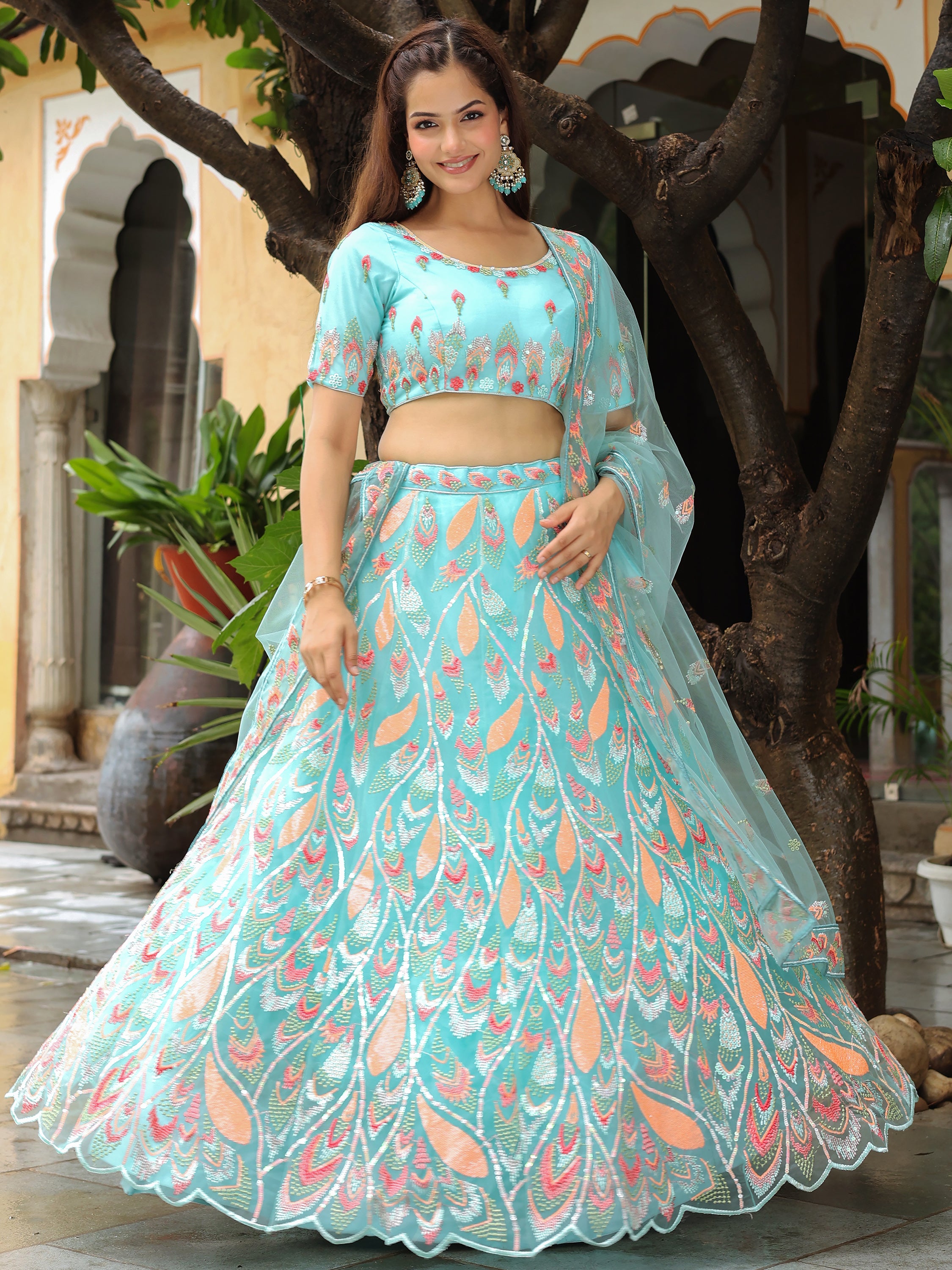 Light blue lehenga choli online