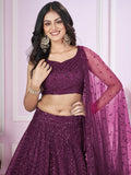 Gorgeous Purple Sequins Net Designer Lehenga Choli With Dupatta