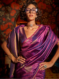 Glamorous Purple Zari Weaving Silk Traditional Saree With Blouse