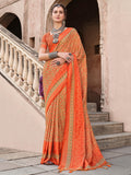 Glamorous Orange Digital Printed Silk Traditional Saree With Blouse