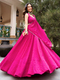 Fabulous Rani Pink Bandhej Print Georgette Navratri Wear Lehenga Choli