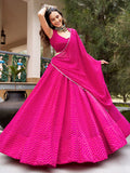 Fabulous Rani Pink Bandhej Print Georgette Navratri Wear Lehenga Choli