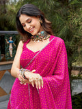 Fabulous Rani Pink Bandhej Print Georgette Navratri Wear Lehenga Choli