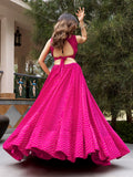 Fabulous Rani Pink Bandhej Print Georgette Navratri Wear Lehenga Choli