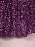 Beautiful Purple Sequins Georgette Wedding Lehenga Choli With Dupatta