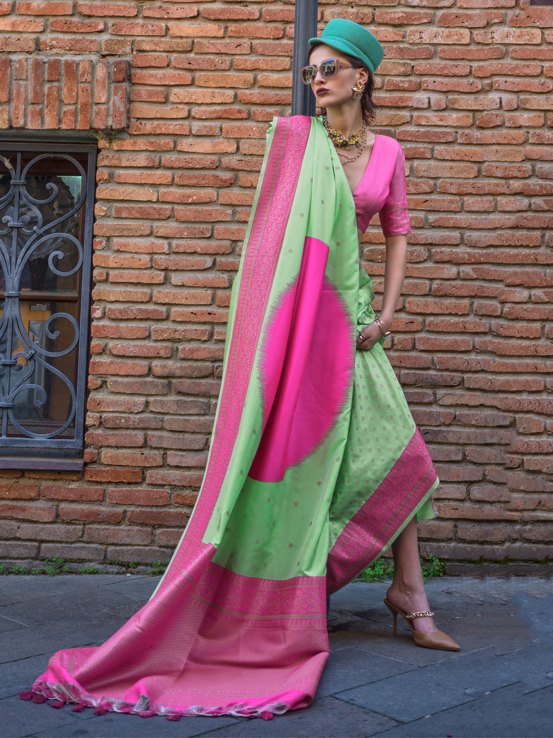 Beautiful Light Green Zari Weaving Silk Traditional Saree With Blouse